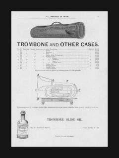 Trombone Cases, Slide Oil, antique catalog page, original, antique 