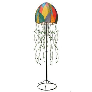Jellyfish Floor Lamp with Fossilized Cocoa Leaf Shade