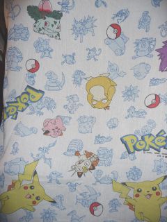 Vintage Pokemon Bed Sheet flat twin 1998 Nintendo