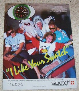 1986 SWATCH Watches SANTA CLAUS clothing VINTAGE 1pg AD