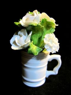   Encrusted Hand Modelled Painted Bone China Bouquet Flowers Roses