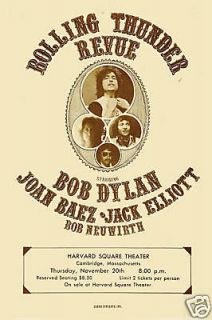 Bob Dylan at Rolling Thunder Revue Concert Poster 1975