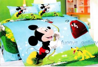 150x200cm Mickey Mouse Bed DUVET Cover Flat Sheet 4pcs