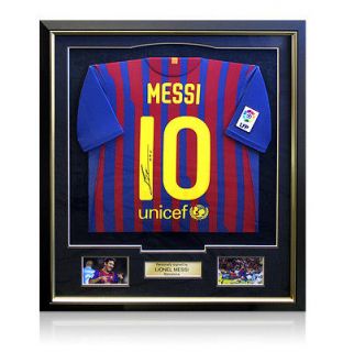 Framed Lionel Messi Signed Barcelona Football Shirt   Premium