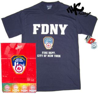 MENS NAVY FDNY T SHIRT FIRE DEPT BLUE NEW YORK CITY OFFICIAL LICENSED 