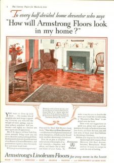 1920s BIG VINTAGE Armstrong Linoleum Floors William Clifford Interior 