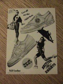 1989 BRITISH KNIGHTS ADVERTISEMENT RIGHT FOOT SHOE AD