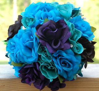 Wedding Silk Flower Bouquet Boutonniere Corsage Centerpiece Purple 
