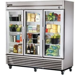 New True T 72G Commercial Refrigerator 3 Glass Door Cooler   72 Cubic 