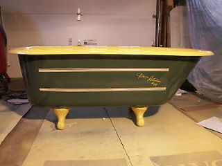 Clawfoot Tub   restored to Green and Gold w/football field on bottom 