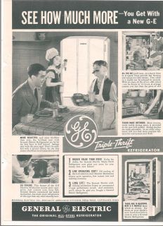 1938 VINTAGE GENERAL ELECTRIC REFRIGERATOR SEE HOW MUCH MORE PRINT AD