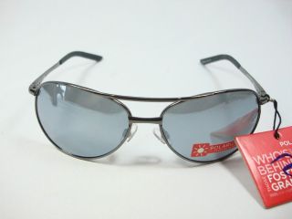 Foster Grant Black Polarized aviator mirror lense Sunglasses warning 