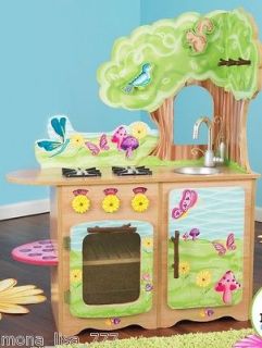 NEW WOODEN FAIRY KITCHEN PLAY CENTER GIRLS PRETEND PLAY TOY OVEN SINK