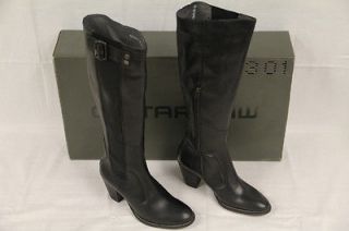 STAR Raw Womens TRYST Woodruff Black Leather Sz US 7 / 38 Boots 