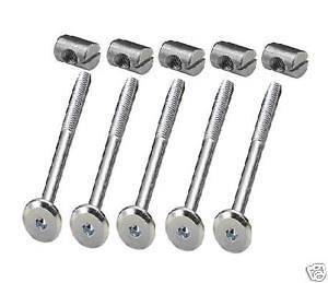 PACK OF 5 M6 X 60 FURNITURE BOLTS + BARREL NUTS BED COT