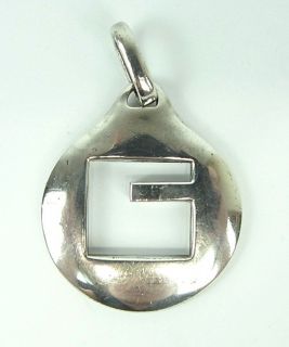   GUCCI STERLING SILVER 925 G LOGO NECKLACE PENDANT TOP MADE IN ITALY