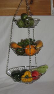 Hanging Wire Fruit Basket Faux Fruit Vegetables