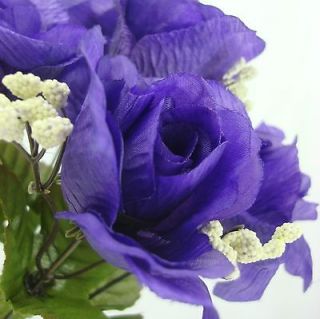 72 Silk Crinkle Roses PURPLE Wedding Flowers BULK Artificial 