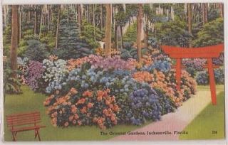 Jacksonville Florida Postcard Oriental Gardens w/ Archway Linen c1940s 
