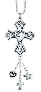 Ganz Car Rearview Mirror Charm Cross with a Heart