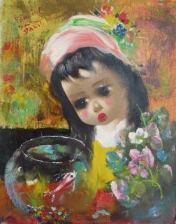 MID CENTURY PAINTING YOUNG GIRL PARISIAN ARTIST PONCINI