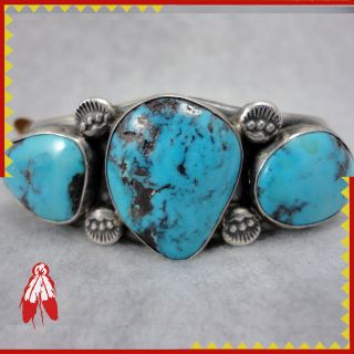 RARE Navajo STORMY MOUNTAIN turquoise silver bracelet Native American 