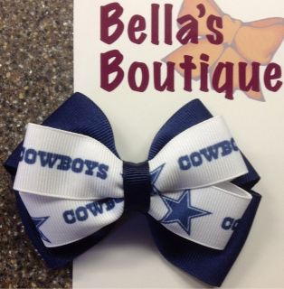 DALLAS COWBOYS Football Boutique Bow Hair Clip OR Headband Navy Blue