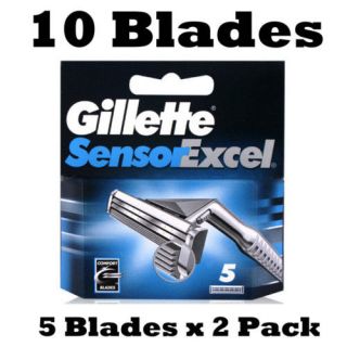 Gillette Sensor Excel Razor 10 Blades Cartridges New