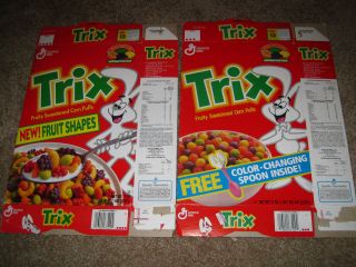 Vintage Trix Cereal Boxes 1991 New Fruit Shapes & Color Changing 