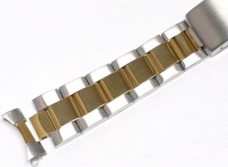 GOLD ALLOY PLATED 2 TONE OYSTER BRACELET BAND 19MM FOR ROLEX OLD 