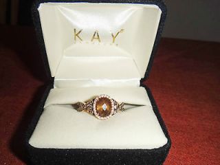   Vian Chocolate Diamond Ring 14k In Strawberry Gold With Smoky Quartz
