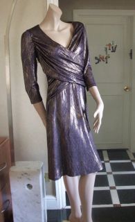 Frank Lyman 10BNWT Metallic Purple+Gold Crossover Dress