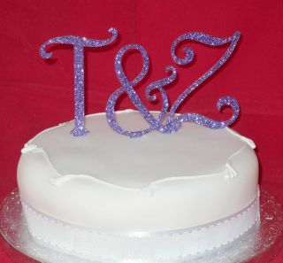   monogram cake toppers colours RED black GOLD blue PINK purple SILVER