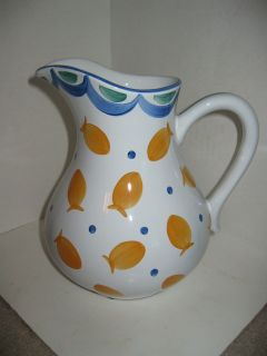Herend Village Pottery Goldfish Pitcher Oven to Table Ware