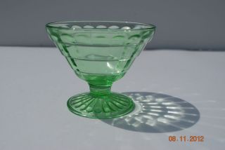Hocking Green Depression Glass “Block Optic” Sherbet 1930s