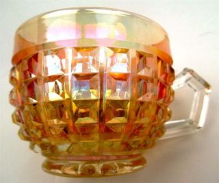 WAFFLE BLOCK by IMPERIAL ~ CLAMBROTH PASTEL CARNIVAL GLASS PUNCH CUPS 
