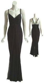 MARCHESA NOTTE Silk Chiffon Black Long Gown Dress 8 NEW