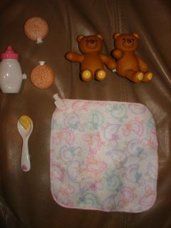 Amazing Baby Accessories Bear spoon blanket bottle cookie Doll FREE 