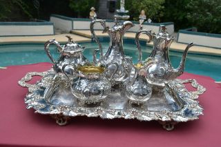 Spectacular 5 Pc. Sterling Tea/Coffee Set w/Tray   Martin,Hall and Co 