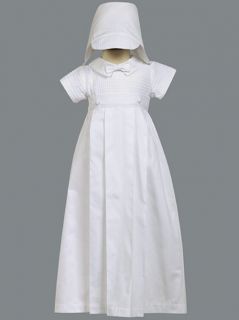Boys 3pc Christening Baptism Cotton Weaved Romper w/ Detachable Gown 0 