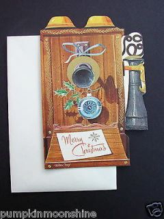     Vintage Unused Brian Day Xmas Greeting Card Old Fashioned Telephone