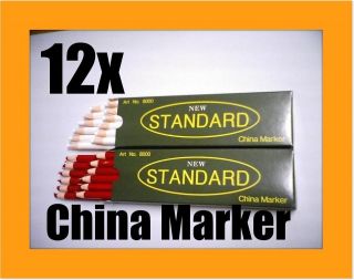 12 COUNT CHINA MARKER WAX MARKING GREASE FABRIC PEEL OFF PENCIL WHITE 