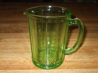 Vintage Green Depression Glass Vaseline Pitcher~Great Glow