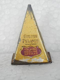 Vintage Golden Pyramid Gramophone Needle Tin Box