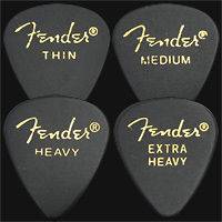 Fender Classic Celluloid Guitar Picks Black   Thin, Medium, Heavy 