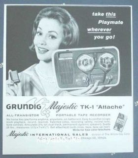 1961 Ad Grundig Majestic TK 1 Attache Portable Tape Recorder 
