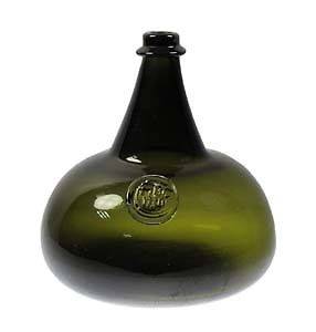 Reproduction Dark Green Glass Onion Bottle 8