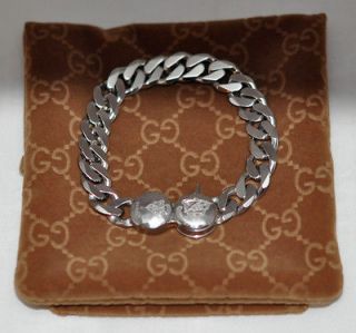Gucci Sterling Mens Bracelet New With Pouch & Box Made in Italy