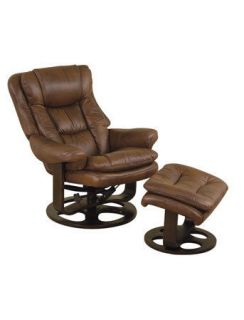 AMARONE TAN / BROWN GRAIN LEATHER FINISH SWIVEL RECLINER CHAIR WITH 