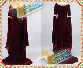   of the Rings Arwens Cranberry Gown Dress Cosplay Costume Halloween